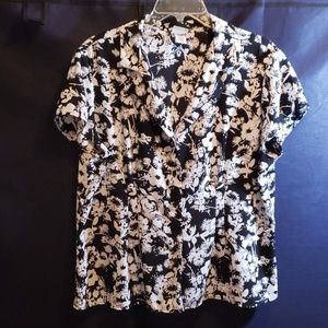 Covington Black & White Button Up Blouse